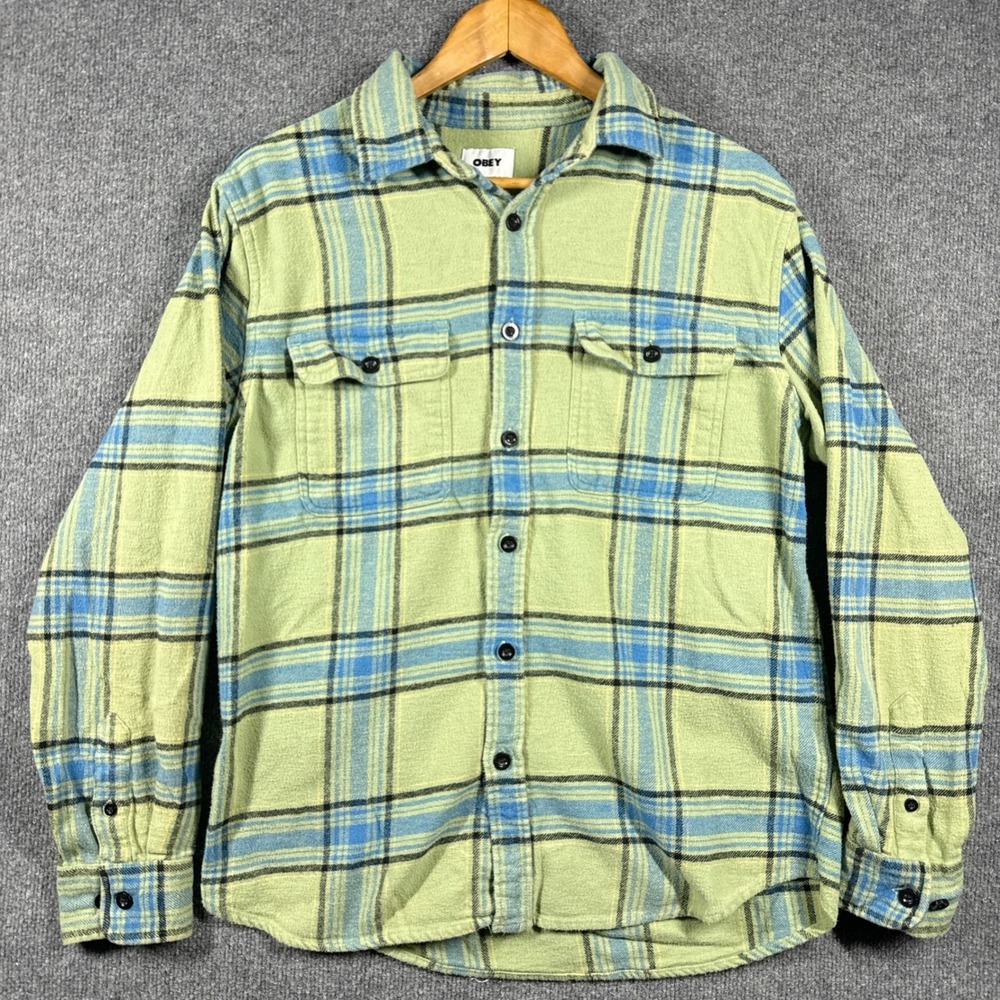OBEY Shirt Mens Medium Flannel Long Sleeve‎ Button Up
